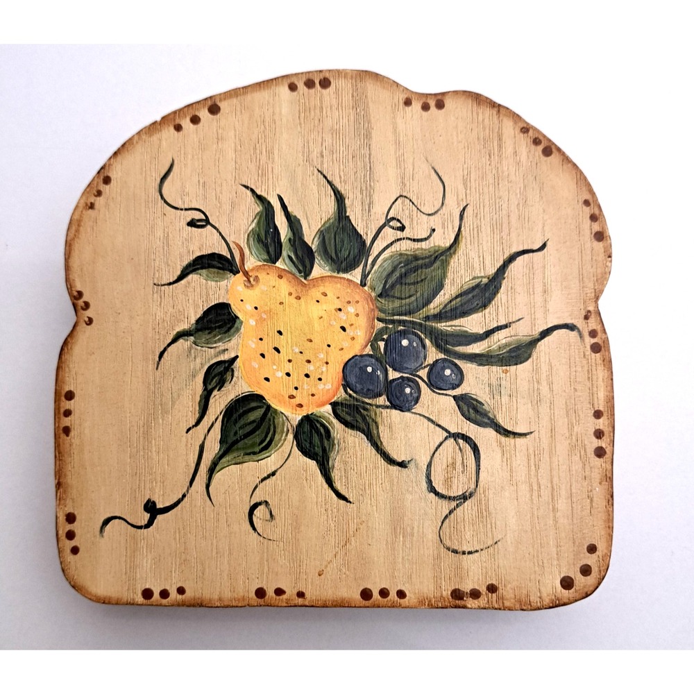 Hand Painted Bread‎ Slice Wooden Trivet Country Cottage Kitchen Decor